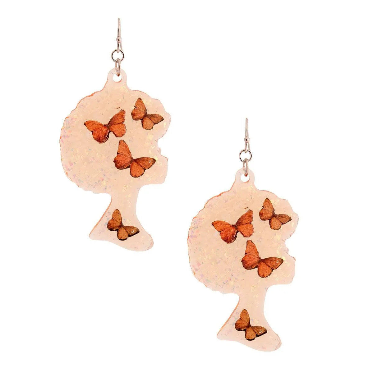 Get Your Orange Afro Butterfly Earrings Here - Perfect Accessory! Jewelry Bubble