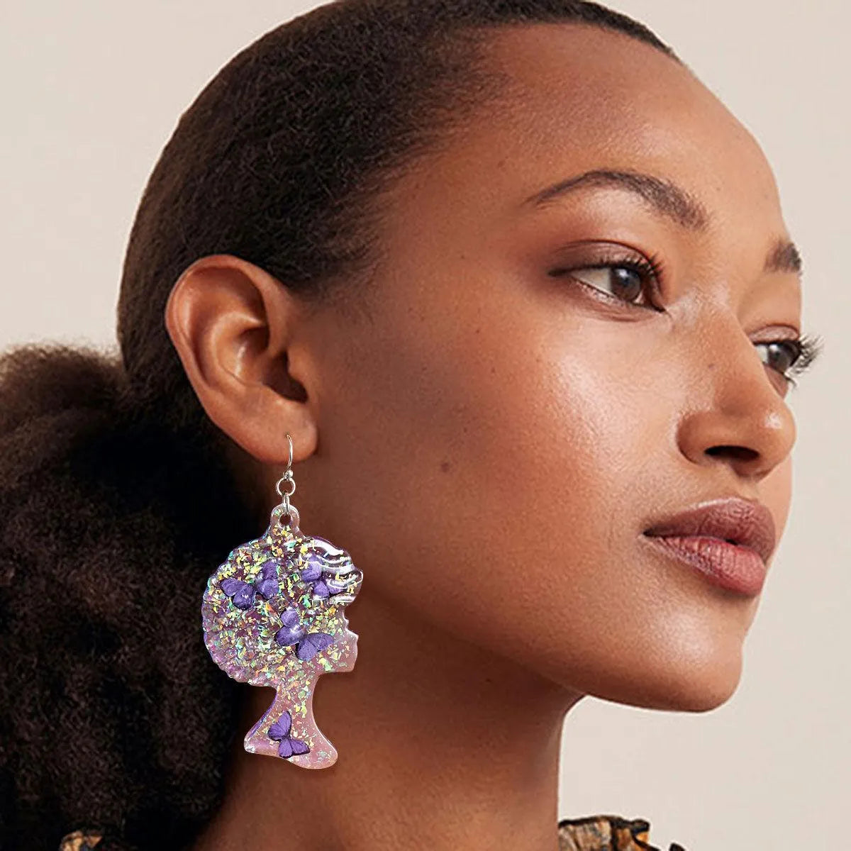 Get Your Purple Afro Butterfly Earrings Here - Perfect Accessory! Jewelry Bubble