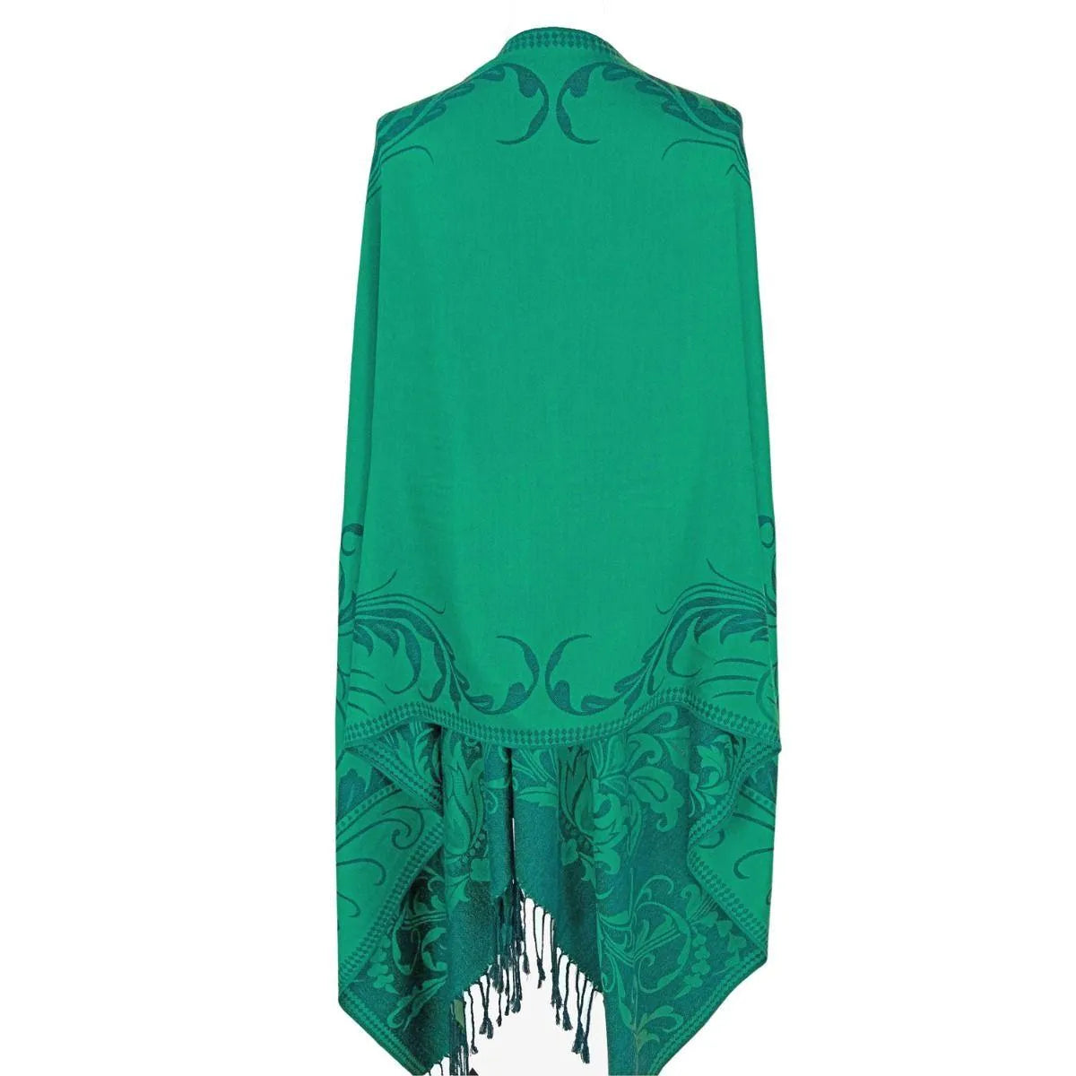 Get cozy and fashionable with our Pashmina Green Flower Fringe Scarf for Women Jewelry Bubble