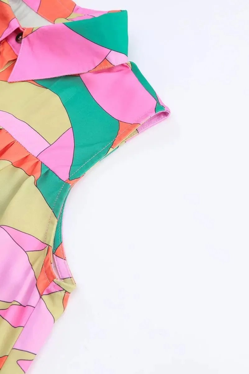 Get groovy with this Abstract Geometric Print Sleeveless Shirt