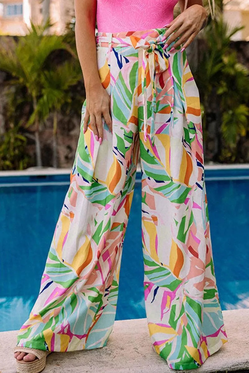 Get the Best Look with Tropical Leafy Print Pants for Women Jewelry Bubble