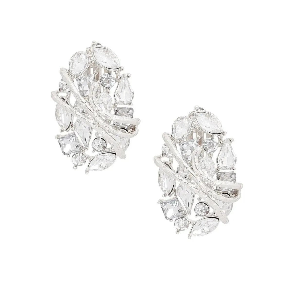 Get the Look: Clear Rhodium Oval Clip Earrings for Retro Vibes