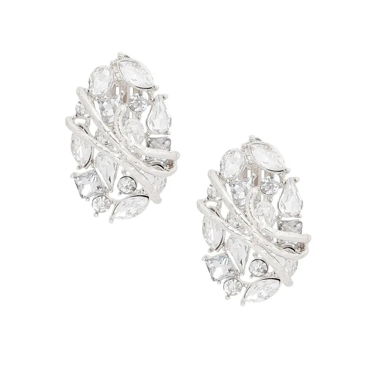 Get the Look: Clear Rhodium Oval Clip Earrings for Retro Vibes