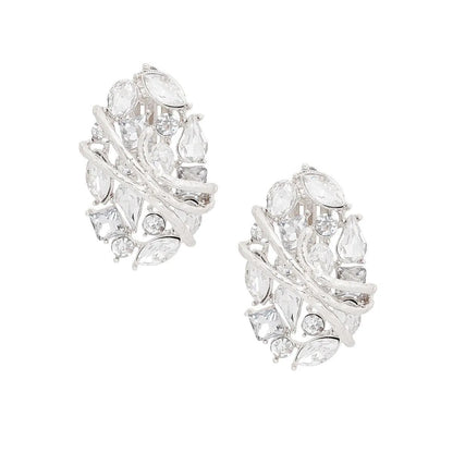 Get the Look: Clear Rhodium Oval Clip Earrings for Retro Vibes Jewelry Bubble