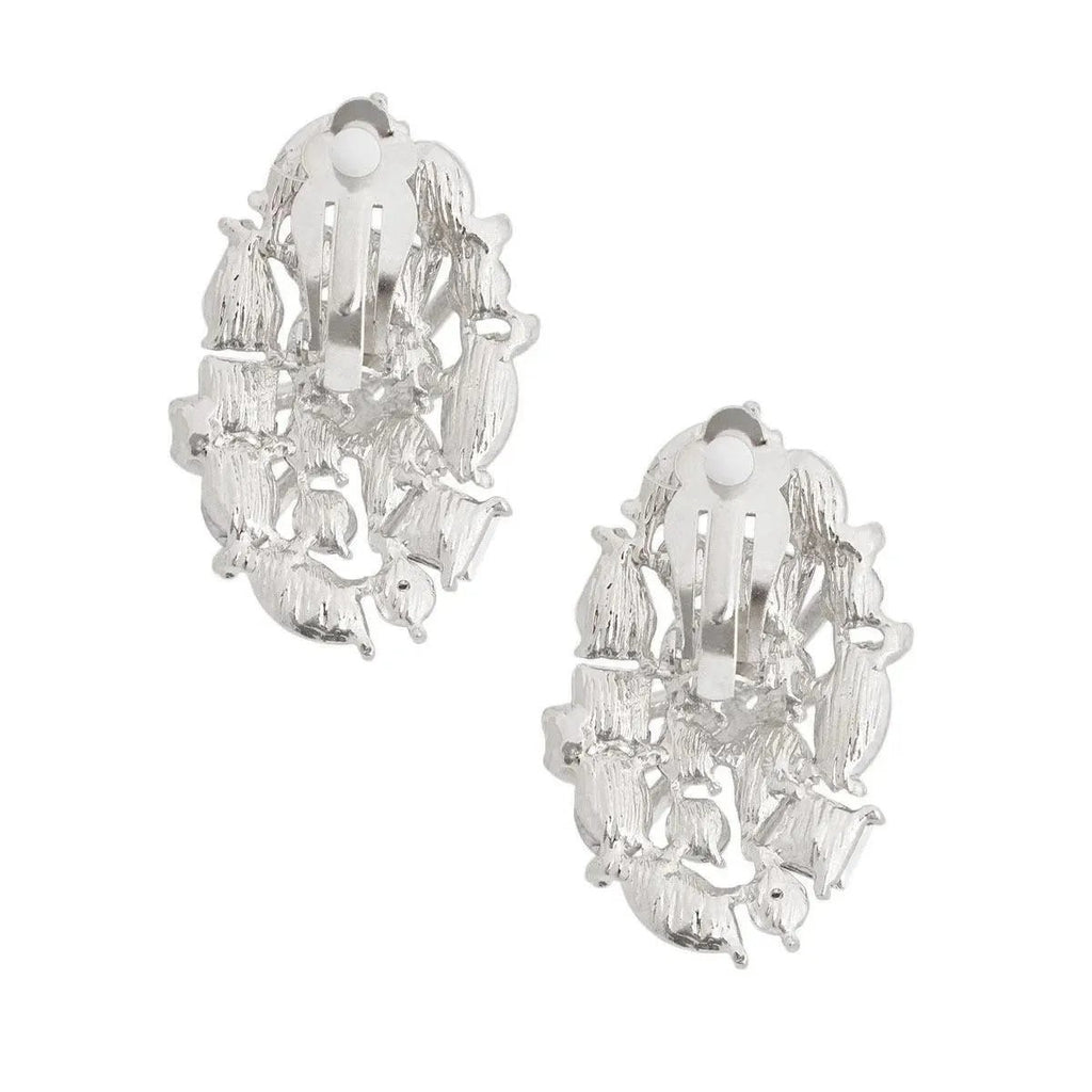 Get the Look: Clear Rhodium Oval Clip Earrings for Retro Vibes