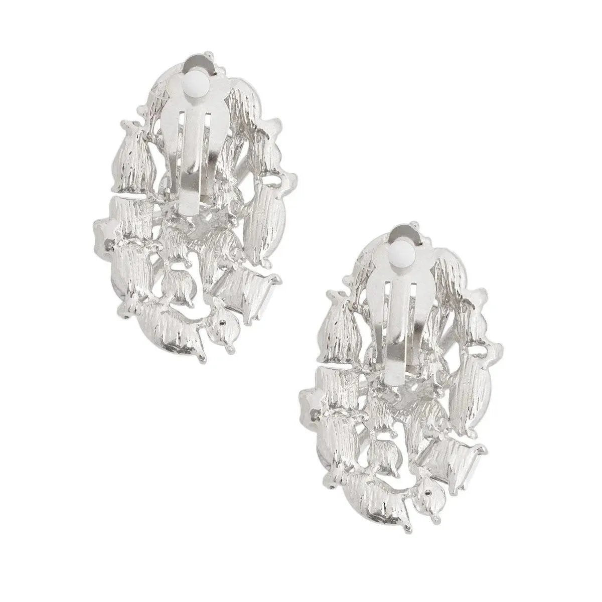 Get the Look: Clear Rhodium Oval Clip Earrings for Retro Vibes