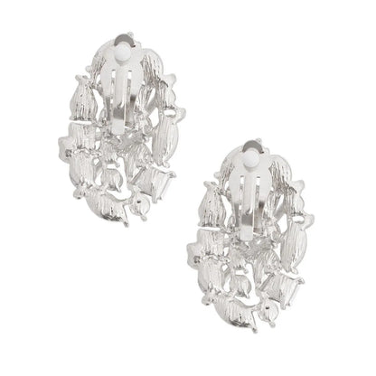 Get the Look: Clear Rhodium Oval Clip Earrings for Retro Vibes Jewelry Bubble