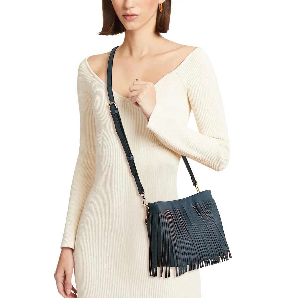 Get the Perfect Denim-blue Faux Leather Fringe Handbag for Women