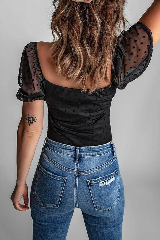 Get the Trendy Dotted Print Ruched Top Today - Order Now! Jewelry Bubble