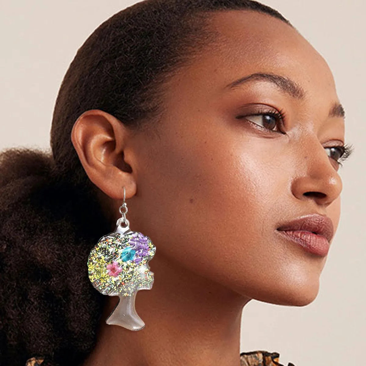 Get the Wow Factor with Black Afro Flower Earrings Jewelry Bubble