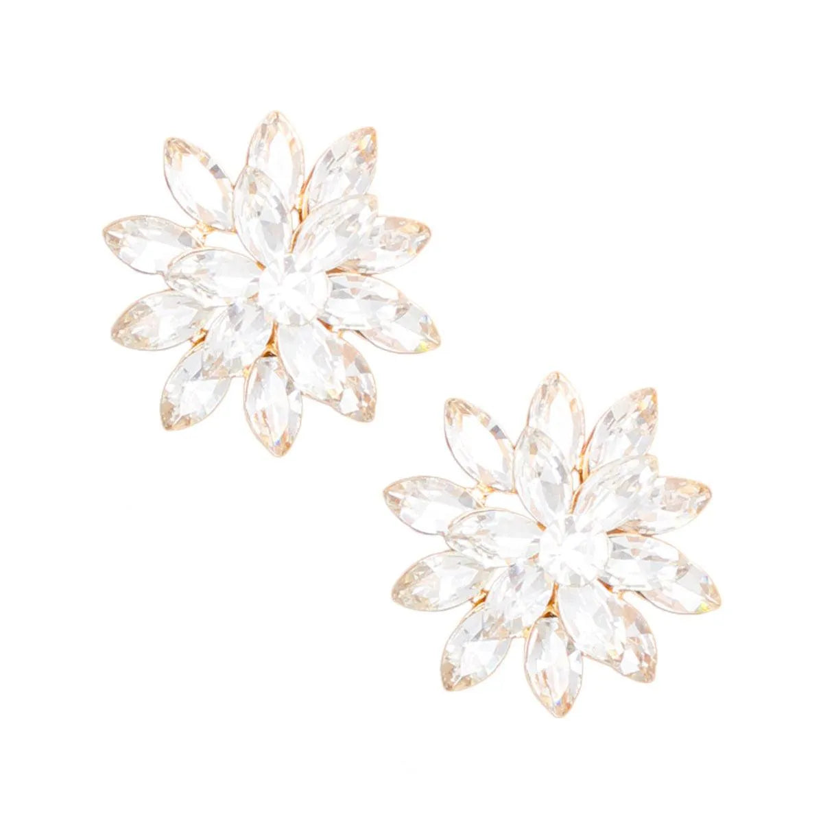 Glam Up Your Look with Marquise Crystal Flower Earrings Jewelry Bubble