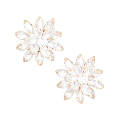 Glam Up Your Look with Marquise Crystal Flower Earrings Jewelry Bubble