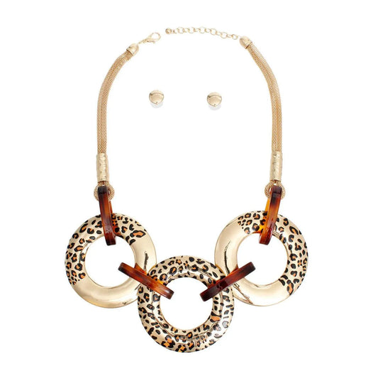 Gold Fashion Jewelry: Leopard Ring Collar Necklace Set: Timeless Statement Jewelry Bubble