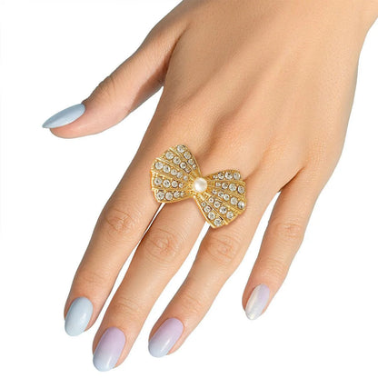 Gold Ring Bow Rhinestones: Must-Have for Fashionistas - Elevate Any Look Jewelry Bubble