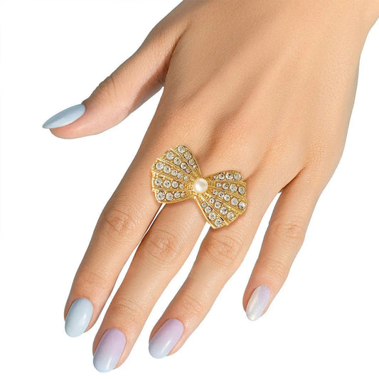 Gold Ring Bow Rhinestones: Must-Have for Fashionistas - Elevate Any Look Jewelry Bubble