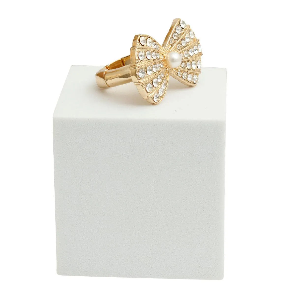 Gold Ring Bow Rhinestones: Must-Have for Fashionistas - Elevate Any Look Jewelry Bubble