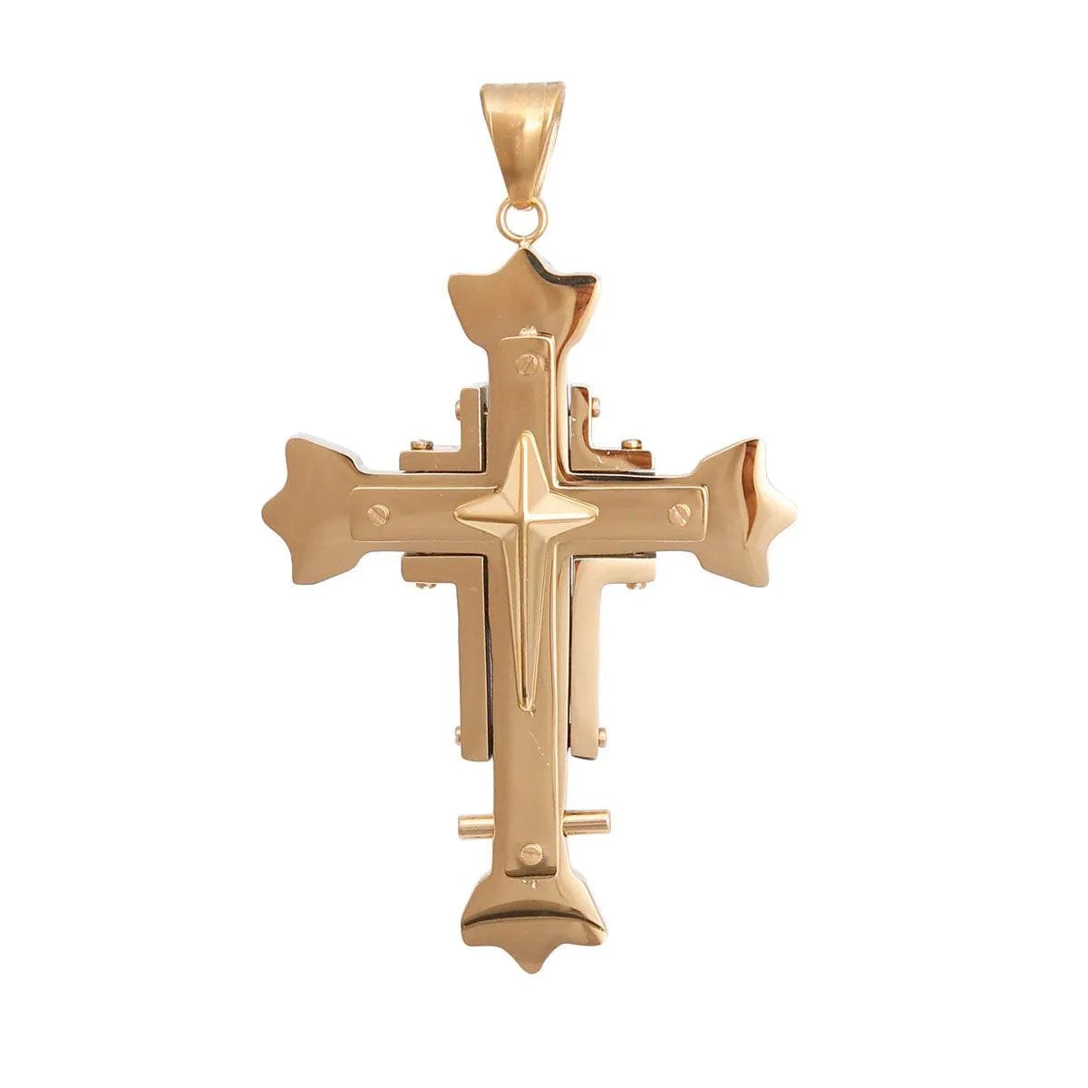 Gold Tone Stainless Steel Cross Pendant Jewelry Bubble