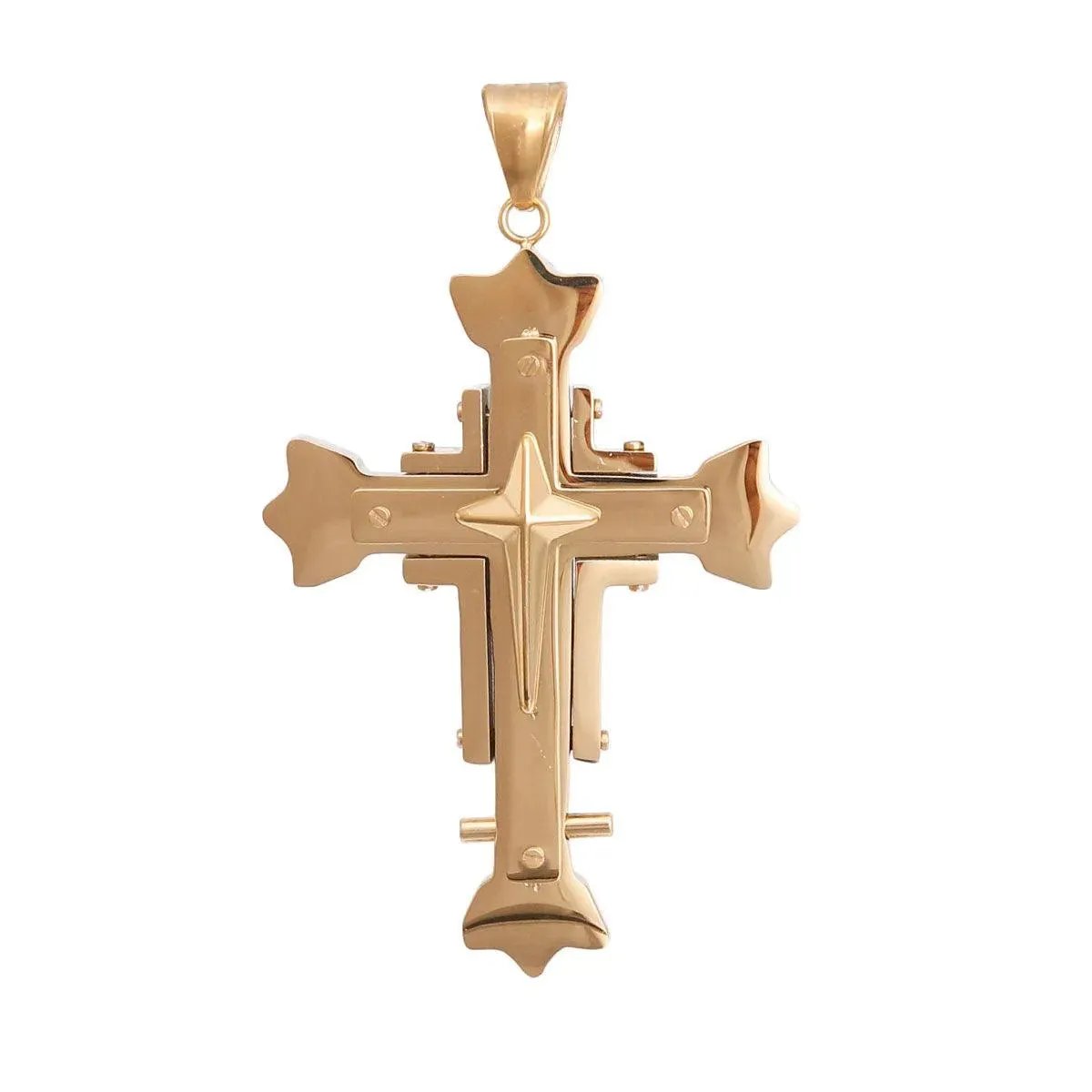 Gold Tone Stainless Steel Cross Pendant