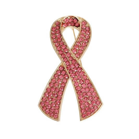 Gold and Pink Ribbon Brooch for Women: Get Yours Today! Jewelry Bubble