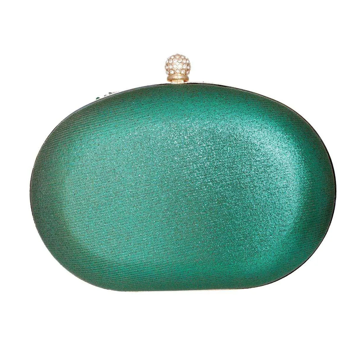 Green Crystal Hard Case Clutch - Chic Accessory for Fashionable Women Jewelry Bubble