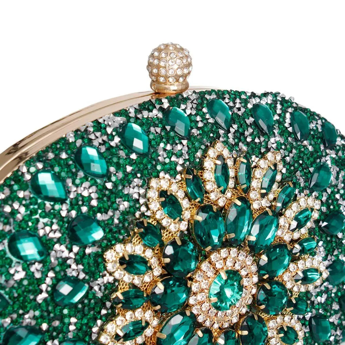 Green Crystal Hard Case Clutch - Chic Accessory for Fashionable Women Jewelry Bubble