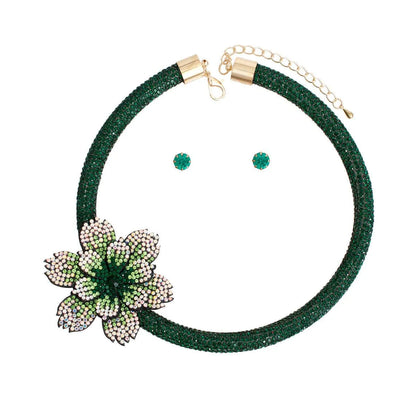 Green Flower Necklace Set: Spring's Must-Have Accessory Jewelry Bubble