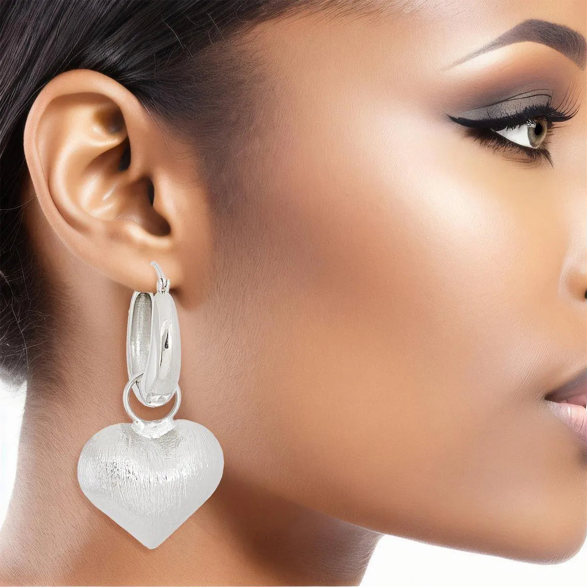 Heartfelt Style: Silver Puffed Heart Earrings: Women's Fashion Jewelry Jewelry Bubble