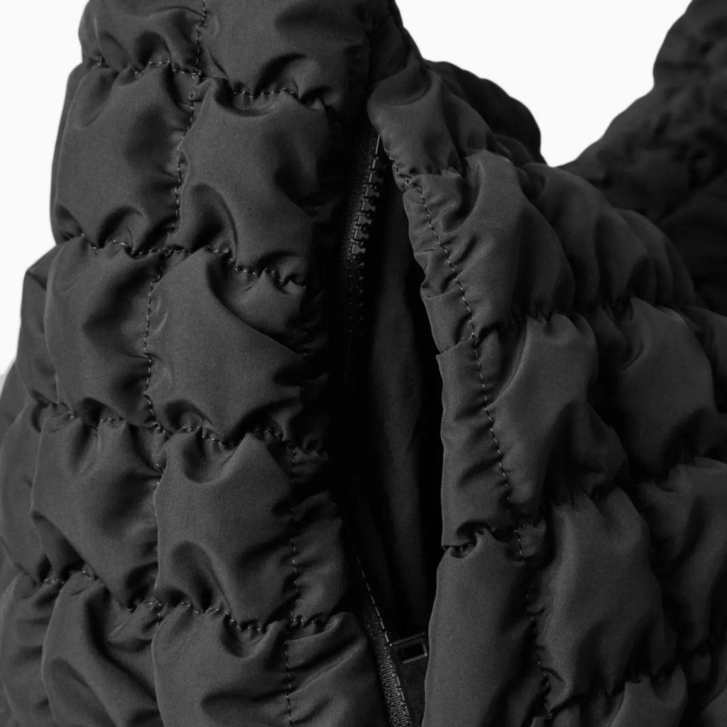 Ladies On-Trend Oversized Black Crossbody Bag with Puffy Quilted Texture