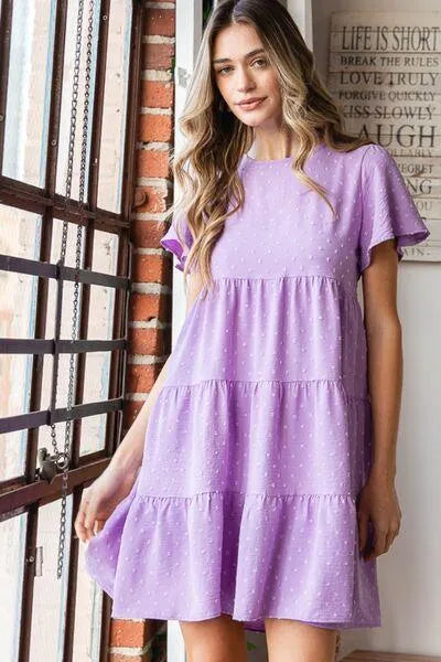 Lilac Swiss Dot Tiered Dress: Perfect for Summer Jewelry Bubble