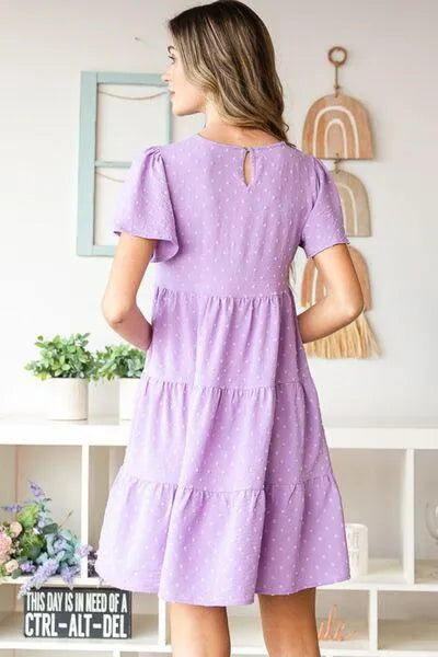 Lilac Swiss Dot Tiered Dress: Perfect for Summer Jewelry Bubble