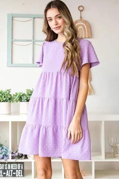 Lilac Swiss Dot Tiered Dress: Perfect for Summer