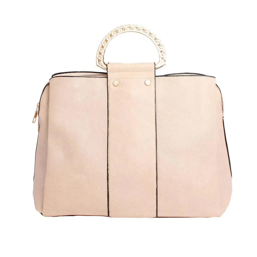 Luxe Ivory Rigid Top Handle Handbag: Sophisticated Style for Women