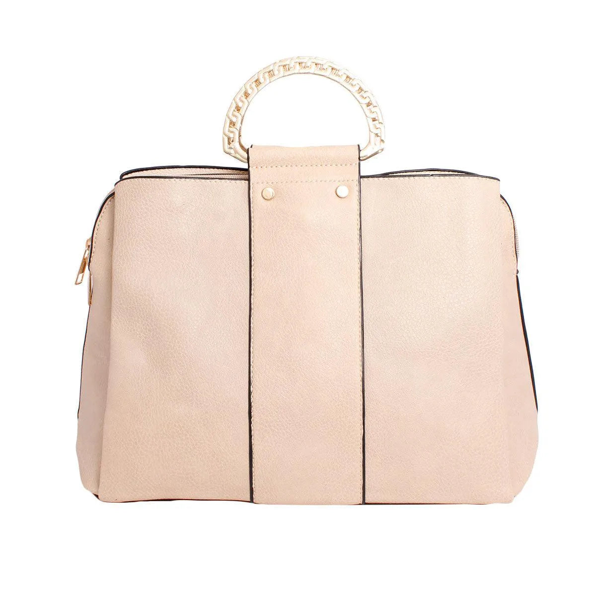 Luxe Ivory Rigid Top Handle Handbag: Sophisticated Style for Women Jewelry Bubble