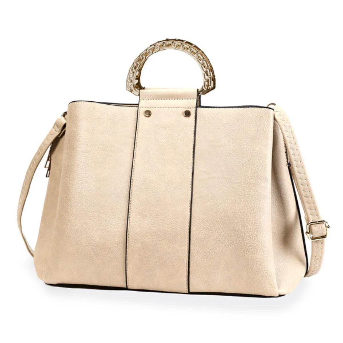 Luxe Ivory Rigid Top Handle Handbag: Sophisticated Style for Women Jewelry Bubble