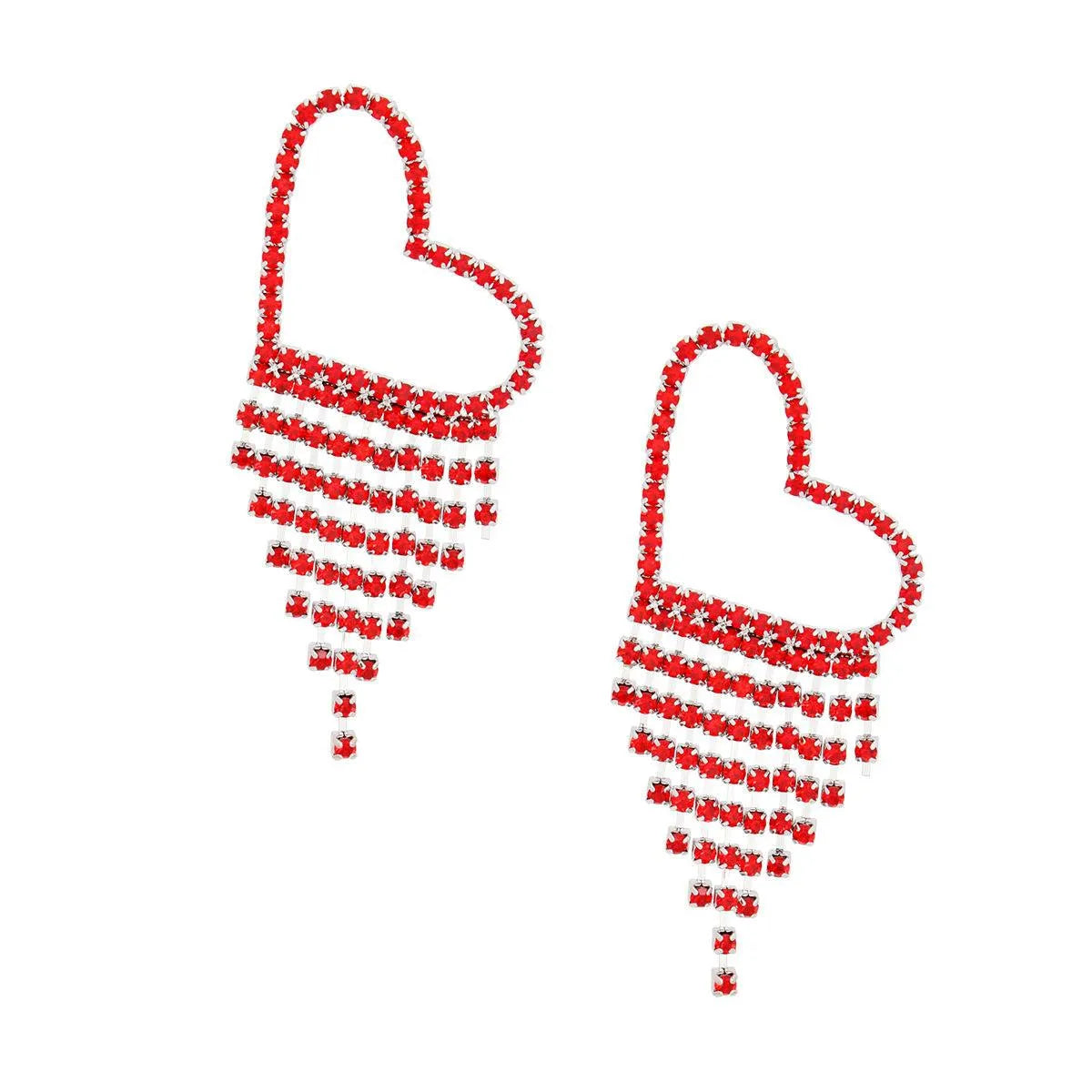 Luxurious Heart Red Earrings with Rhinestone Fringe – Shop Fashion Jewelry Now Jewelry Bubble