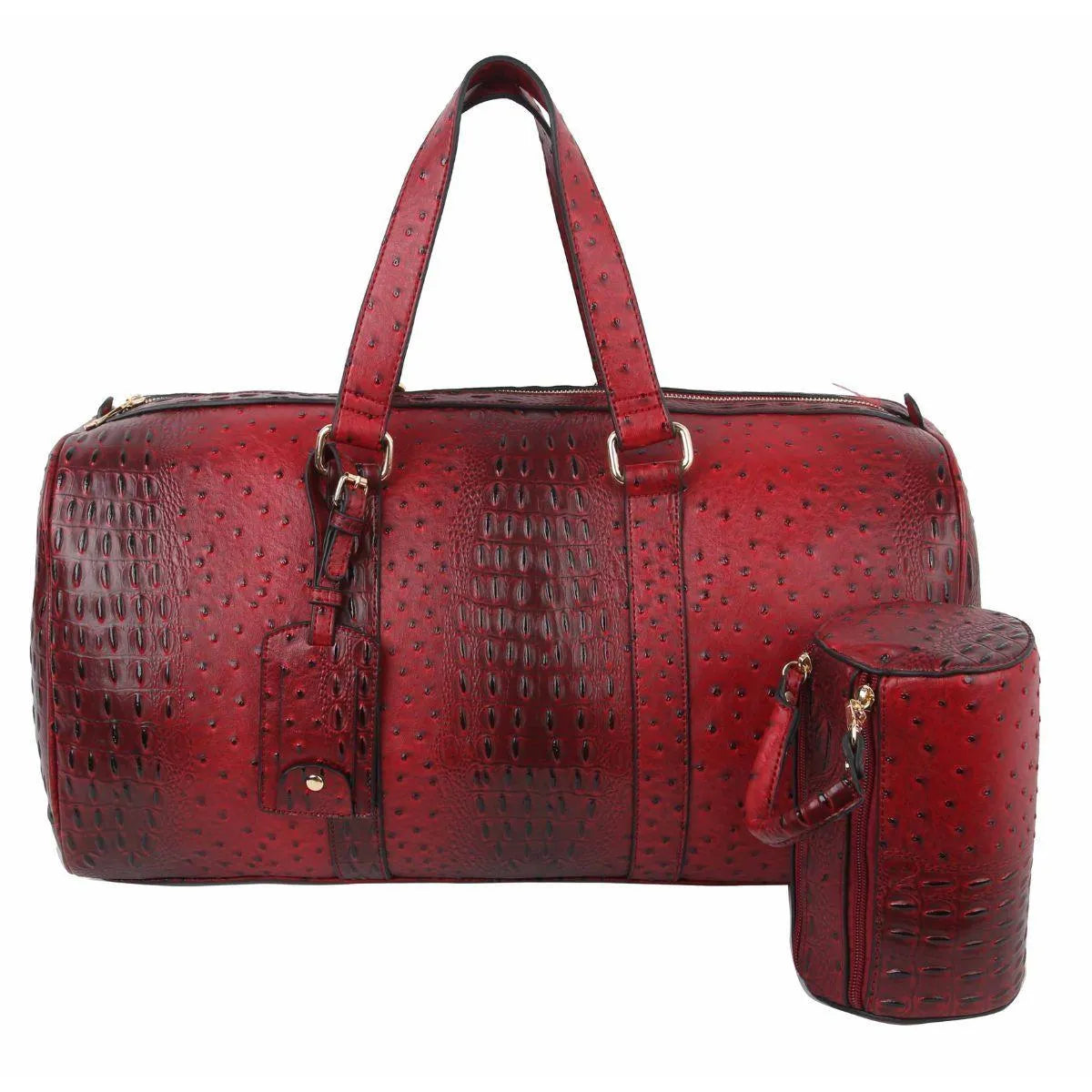 Make a Fashion Statement with Women's Red Duffle Bag Set Jewelry Bubble