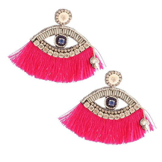 Make a Statement: Fuchsia Evil Eye Drop Earrings You Can't Miss Jewelry Bubble