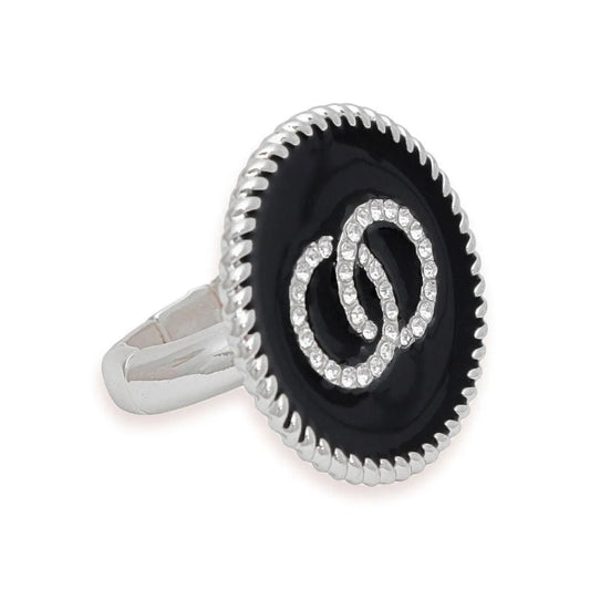 Make a Statement: Infinity Black Medallion Ring for Fashionistas - Fashion Jewelry Jewelry Bubble