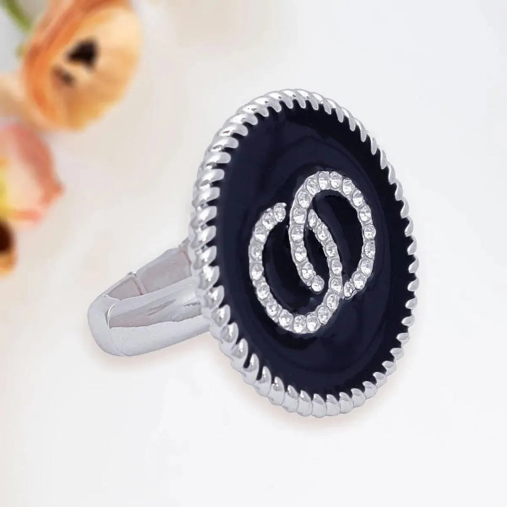 Make a Statement: Infinity Black Medallion Ring for Fashionistas - Fashion Jewelry