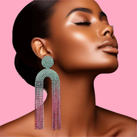 Make a Statement: Luxury Gradient Pave Rhinestone Fashion Earrings Jewelry Bubble