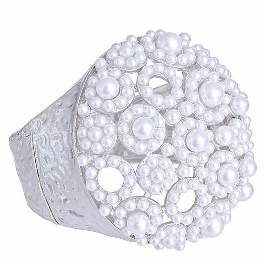 Make a Statement: Must-Have Silver & White Chunky Domed Bracelet Jewelry Bubble