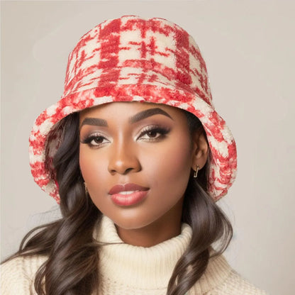 Make a Style Statement: Plaid Print Sherpa Bucket Hat for Women Jewelry Bubble