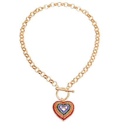 Make a Style Statement: Women's Multicolor Heart Necklace - Embrace Love! Pinktown