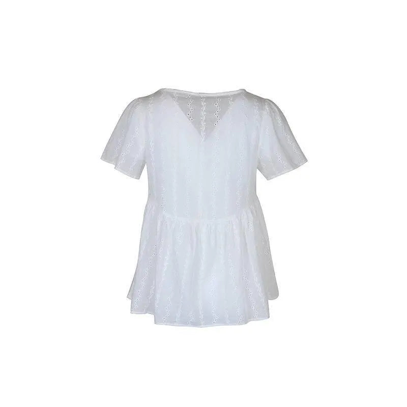 Make a statement in our Eyelet Babydoll White Top - Shop Now! Jewelry Bubble