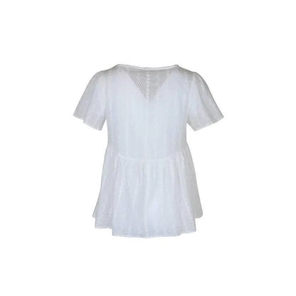 Make a statement in our Eyelet Babydoll White Top - Shop Now! Jewelry Bubble