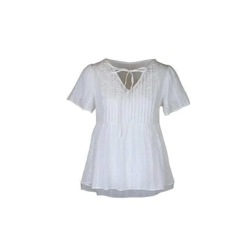 Make a statement in our Eyelet Babydoll White Top - Shop Now! Jewelry Bubble