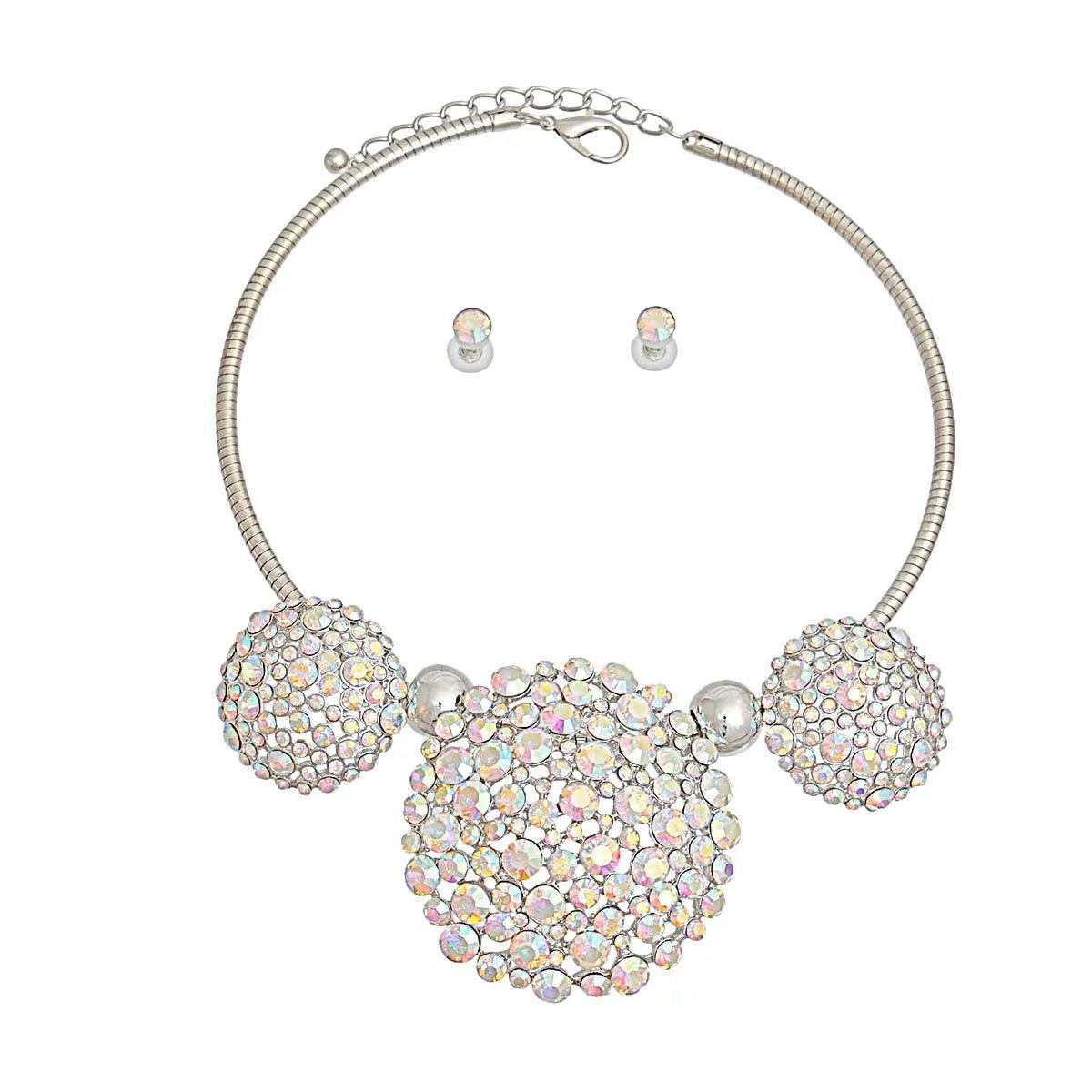 Mesmerizing Aurora Borealis Necklace: Triple Dome Sparkle Pinktown