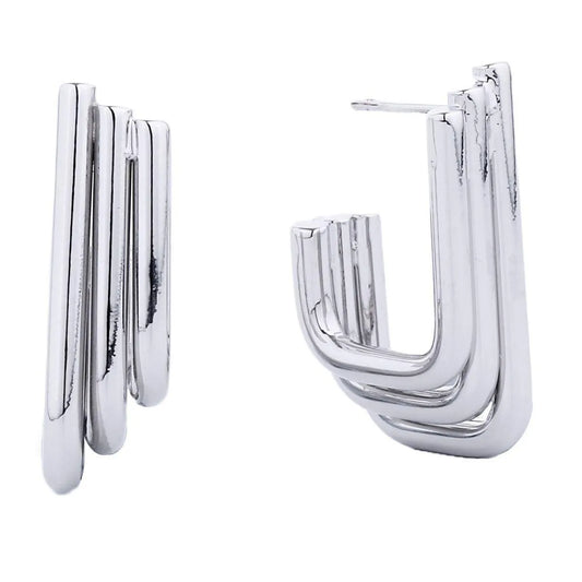 Minimalist Fashion Jewelry: White Gold-finished Small Stack Curve Design Earrings Jewelry Bubble