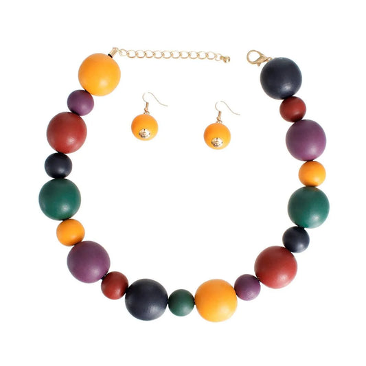 Multicolor Beaded Necklace with Earrings Set: Accessorize Like a Pro Pinktown