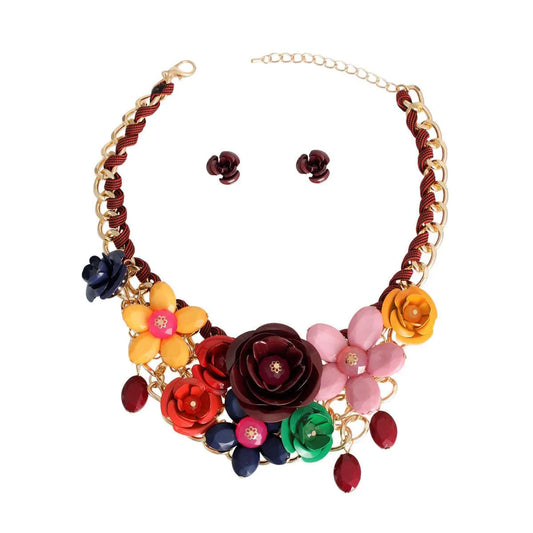 Multicolor Bloom Collar Necklace Set: Your Stylish Statement Piece Pinktown